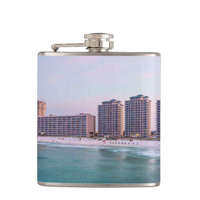 Early Navarre Beach Florida Fishing Hip Flask (Front)
