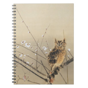 Early Plum Blossoms by Nishimura Goun, Vintage Owl Notebook