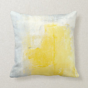 'Early Riser' Grey and Yellow Abstract Art Pillow