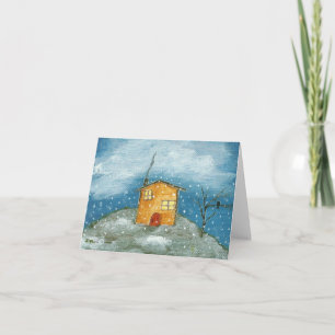 Early Snow Storm Original Art Greeting Note Card