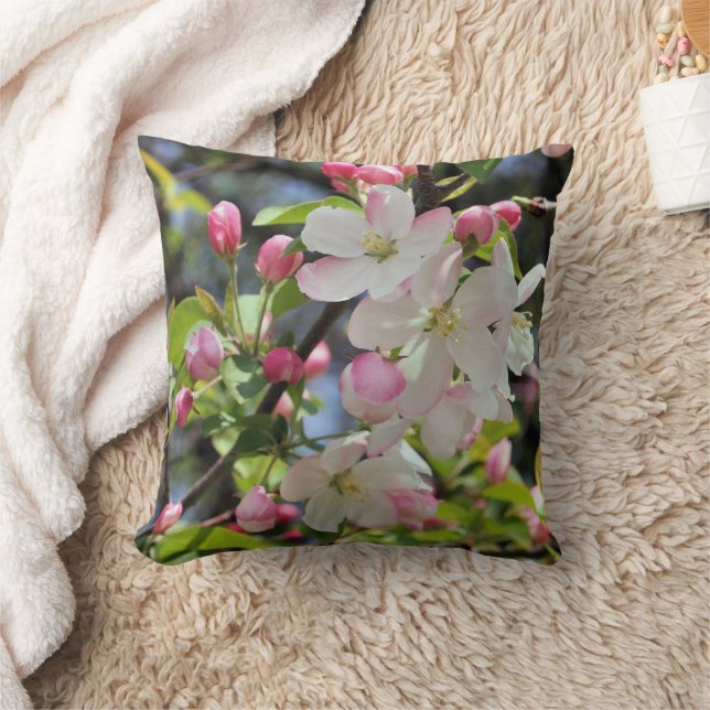 Early Spring Crabapple Blossoms 3  Throw Pillow (Blanket)