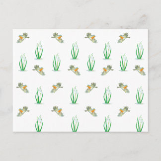 Early Spring Robin Birds & Snowdrops Pattern Postcard