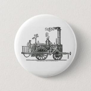 Early Steam Locomotive 2 Inch Round Button