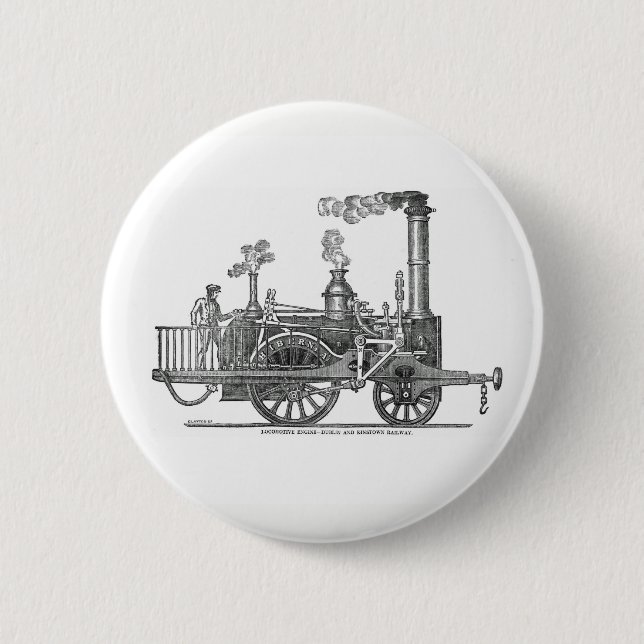 Early Steam Locomotive 2 Inch Round Button (Front)