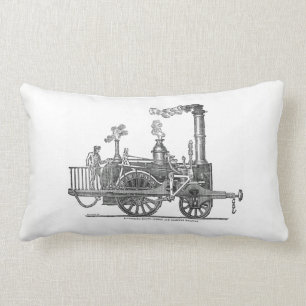 Early Steam Locomotive Lumbar Pillow