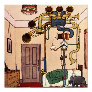“Early to Bed” Cartoon by W Heath Robinson Photo Print