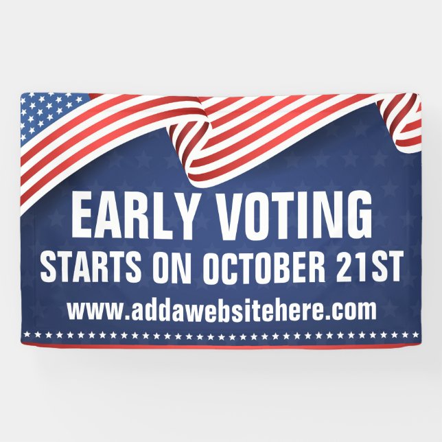 Early Voting 2026 Midterm Election American Flag Banner (Horizontal)