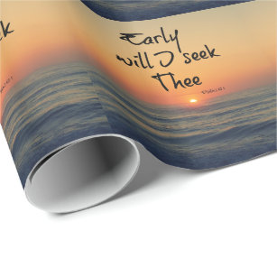 Early will I seek Thee Bible Verse Ocean Sunrise Wrapping Paper