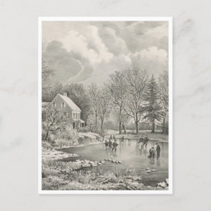 Early Winter Farm Postcard