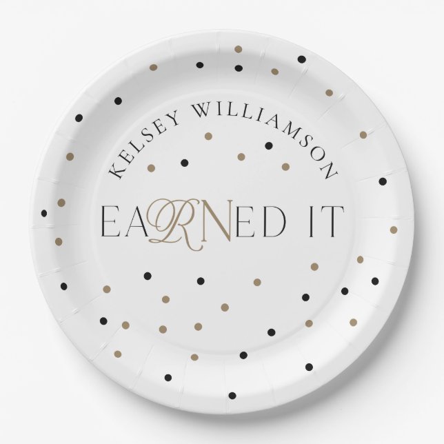 eaRNed It Nursing School Graduation Celebration Paper Plate (Front)