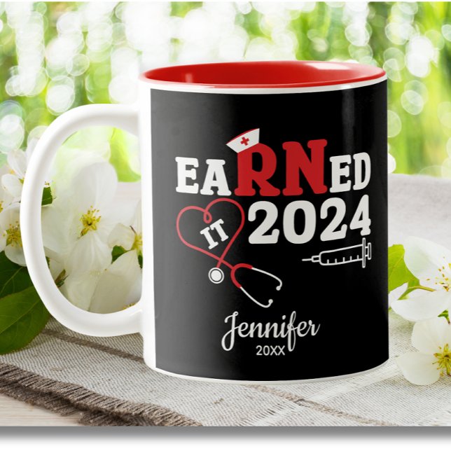 Earned It RN Nurse Graduation Medical School  Two-Tone Coffee Mug (Creator Uploaded)