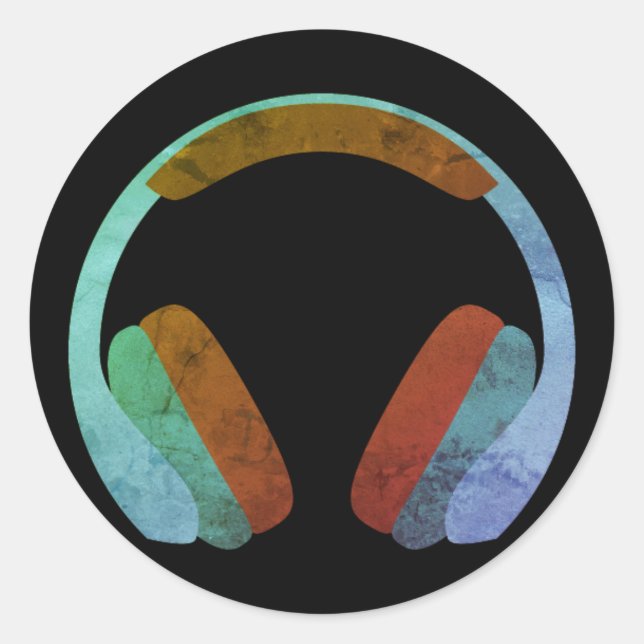 Earphones Emoji Classic Round Sticker (Front)