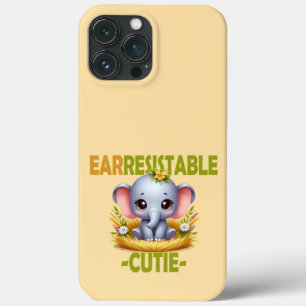 Earresistible Cutie fun pun. Baby Elephant cartoon iPhone 13 Pro Max Case