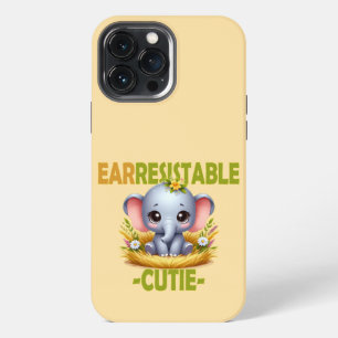 Earresistible Cutie fun pun. Baby Elephant cartoon iPhone 13 Pro Max Case