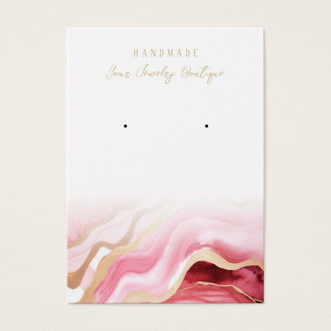 Earring Blush Pink Gold Agate Display Cards (Front)