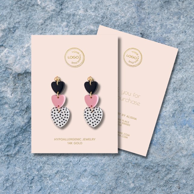 Earring Display Add Your Logo  Blush Business Card (Creator Uploaded)