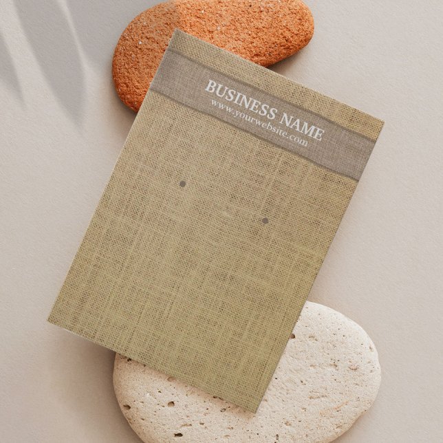 Earring Display Card Rustic Burlap Background (Creator Uploaded)
