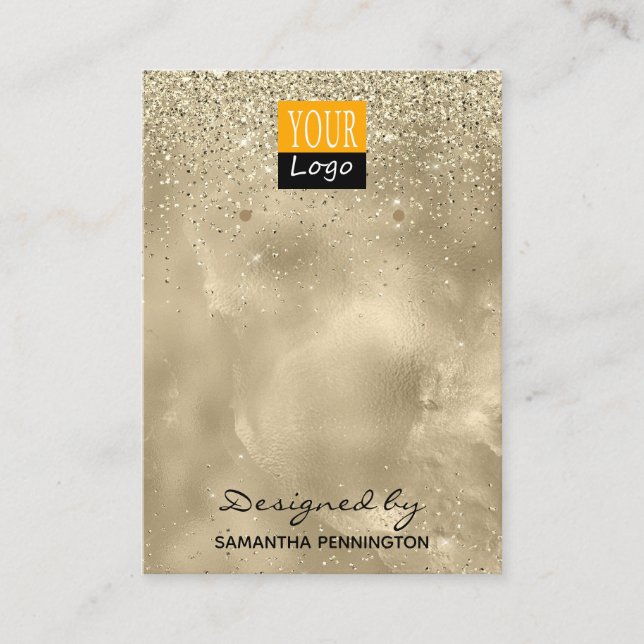 Earring Display Champagne Gold Faux Foil Glitter Business Card (Front)