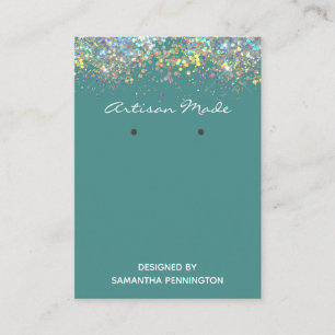 Earring Display Faux Rainbow Metalitic Glitter Bus Business Card