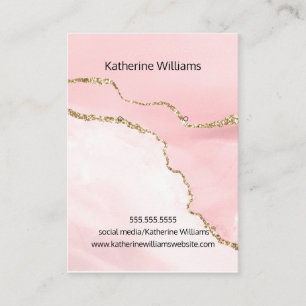 Earring Display in Blush Pink Faux Gold Glitter Business Card