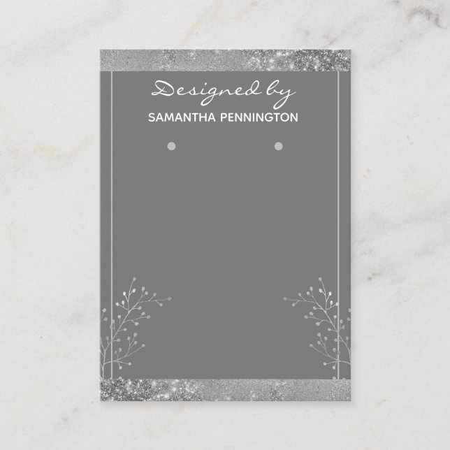 Earring Display Silver Floral Business Card (Front)