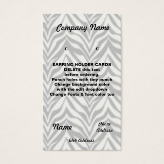EARRING HOLDER Cards Custom business cards Zebra
