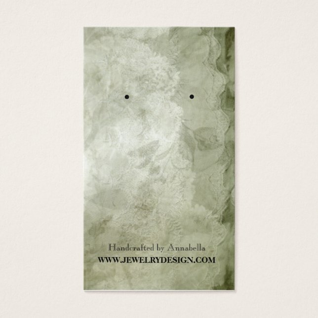 Earring Holder Olive Green Leafy Lace (Front)