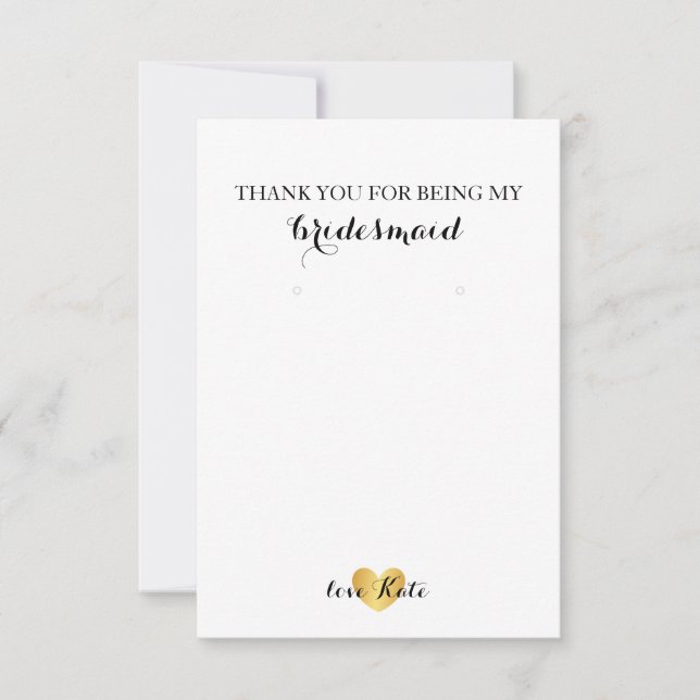 Earring Holder/Thank You Card - Heart Glam Gold (Front)