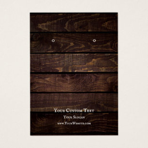 Earring Jewellery Display Card, Rustic Dark Wood