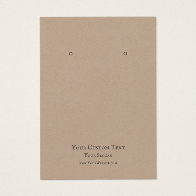 Earring Jewellery Display Card, Rustic Kraft (Front)