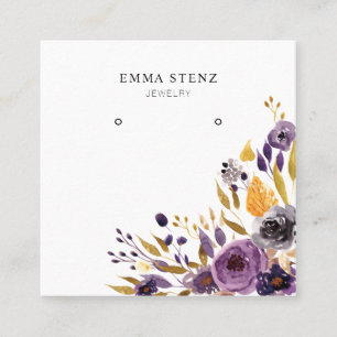 Earring Jewelry Display Card • Purple Floral