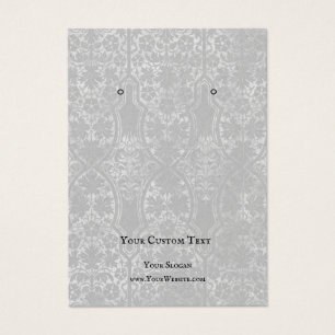 Earring Jewelry Display Card, Rustic Gray Damask