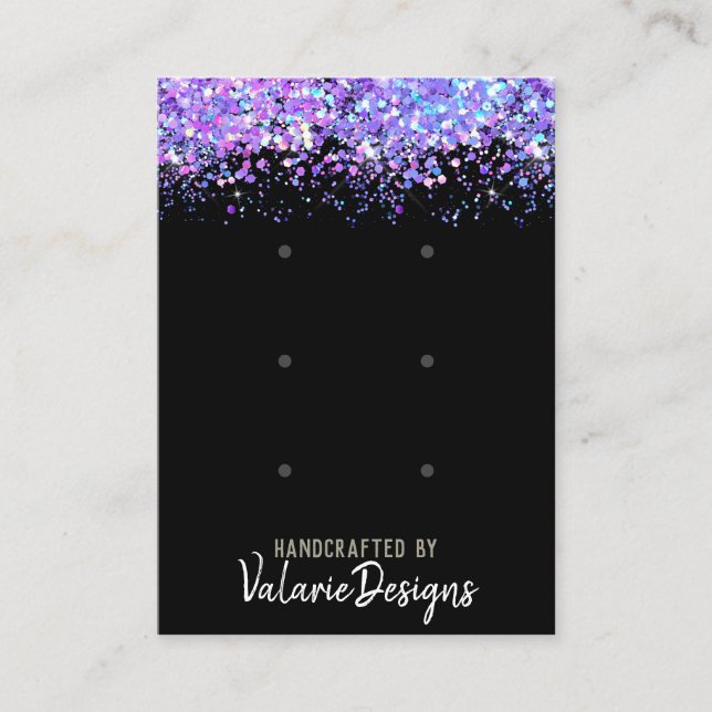 Earring Stud Card Faux Rainbow Metalitic Glitter (Front)