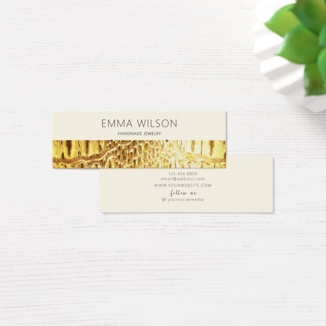 Earring Studs Display Card•Gold Leather Texture (Desk)