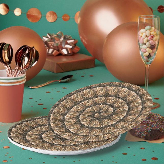 Ears Of Wheat In A Spiral Wheat Pattern, Paper Plate (Multi)