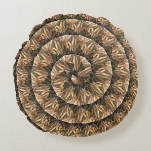 Ears Of Wheat In A Spiral Wheat Pattern, Round Pillow