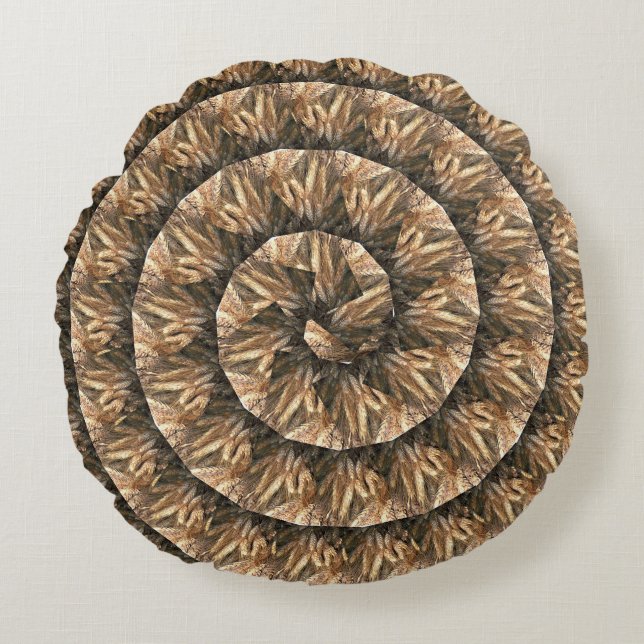 Ears Of Wheat In A Spiral Wheat Pattern, Round Pillow (Front)