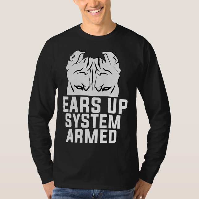 Ears Up System Armed Pitbull Dog Lover T-Shirt (Front)