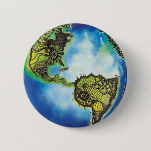 Earth 2 Inch Round Button