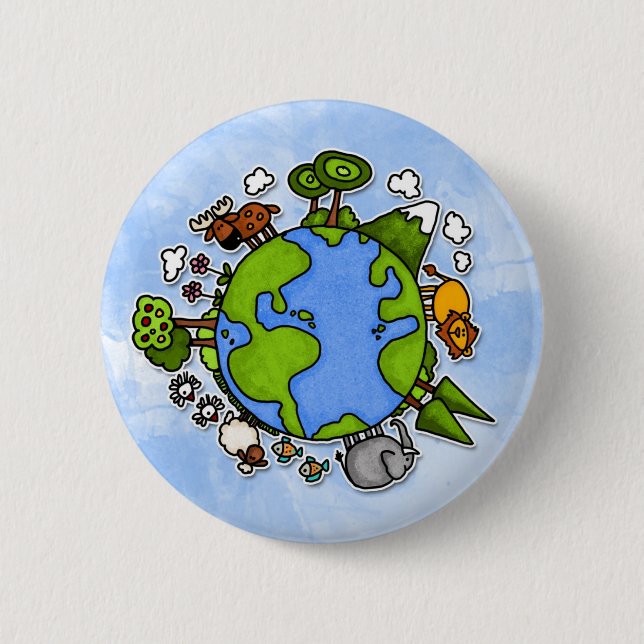 earth 2 inch round button (Front)