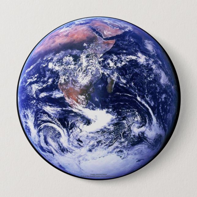 Earth 4 Inch Round Button (Front)