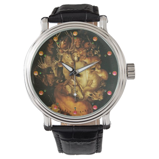 EARTH ALLEGORY,MAN PORTRAIT WITH WILD ANIMALS WATCH (Front)