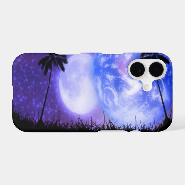 Earth and Moon Celestial  iPhone Case (Verso (Horizontal))