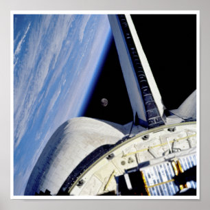 Earth and Moon from Space Shuttle Discovery Poster