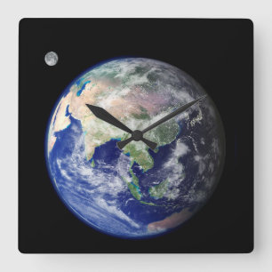 Earth and Moon from Space Square Wall Clock
