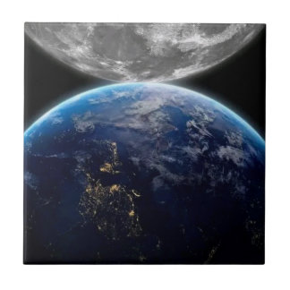 Earth and Moon from Space” Tile