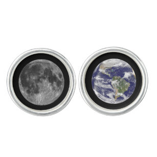 Earth and Moon Outer Space Astrophysics Cufflinks