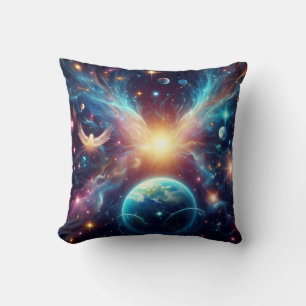 Earth and Outer Space on a Decorative Throw Pillow