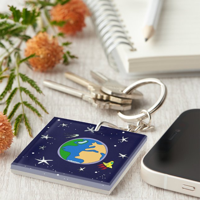 Earth And Satellite Keychain (Creator Uploaded)