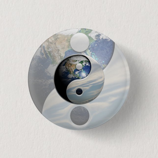 Earth and Sky Yin Yang 1 Inch Round Button (Front)